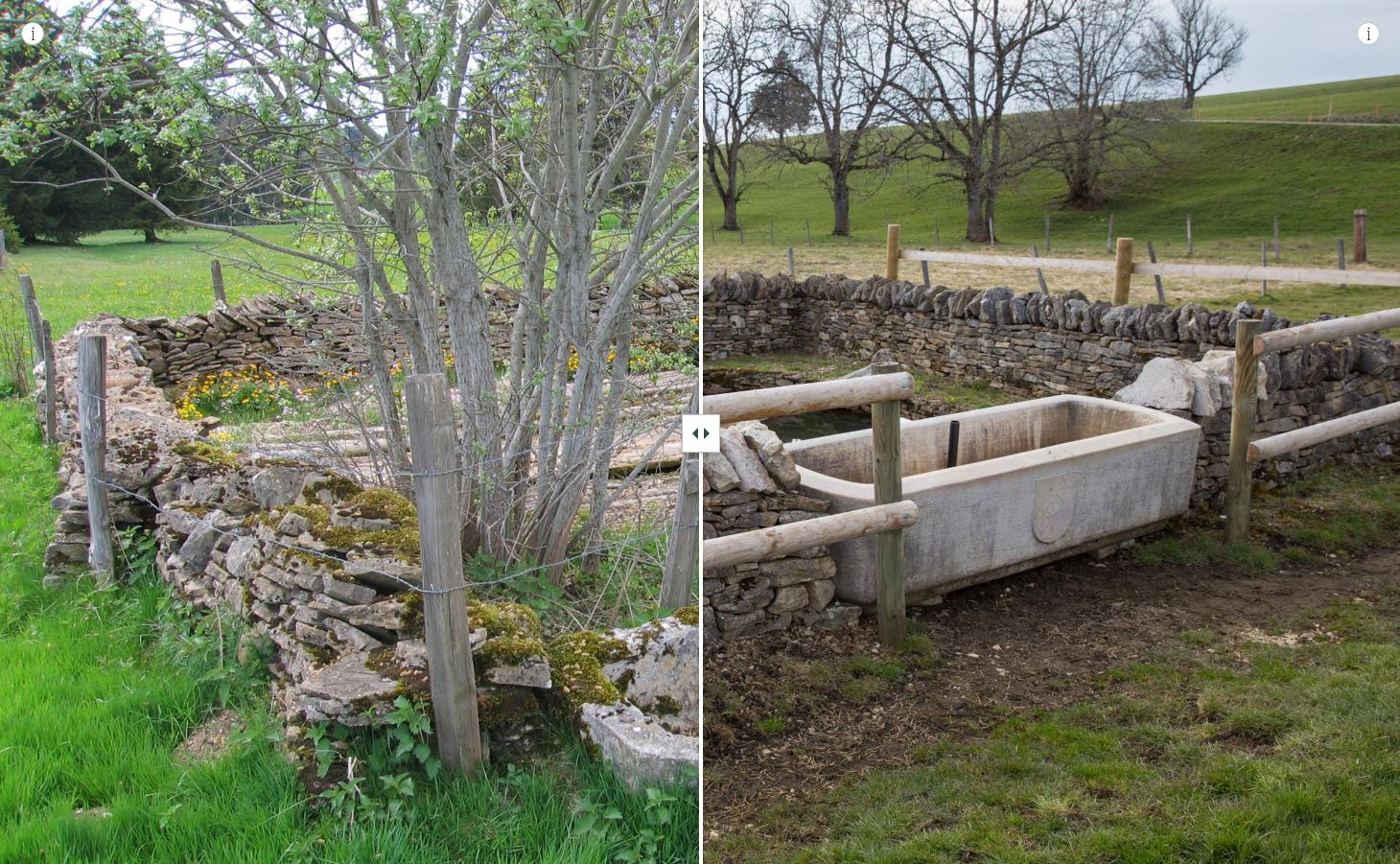 Zisterne am Rand einer Weide in Tramelan